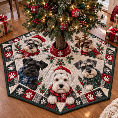 Schnauzer Pawprint Christmas Custom Shape Christmas Quilted Tree Skirt TZL0PT0321