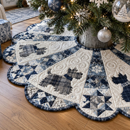 Schnauzer Snow Day Custom Shape Christmas Quilted Tree Skirt TZL0PT0322