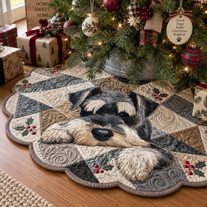 Schnauzer Winter Hearth Custom Shape Christmas Quilted Tree Skirt TZL0PT0325