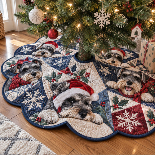 Schnauzer Winter Wonderland Custom Shape Christmas Quilted Tree Skirt TZL0PT0326