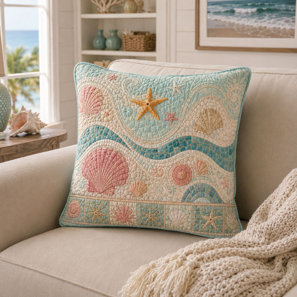 Seashell Cottage Quilted Pillow Case NCU0PT11795