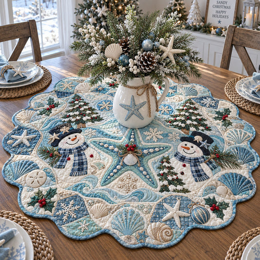 Seaside Snowflake Wonderland Custom Shape Quilted Table Topper TZL0PT0376