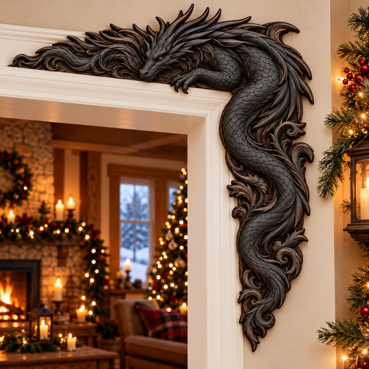 Shadow Ember Dragon Christmas Door Corner Sign TZL0PT0736