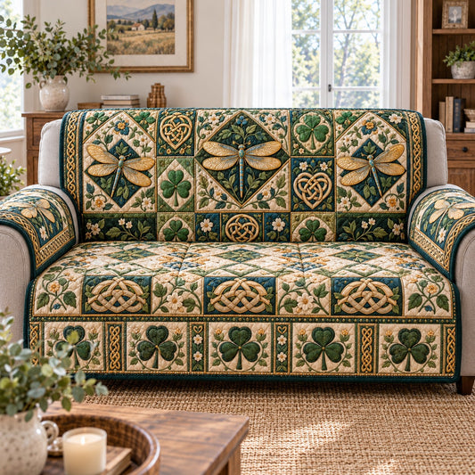 Shamrock Dragonfly Quilted Sofa Cover TZL0TD417