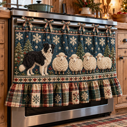 Sheepdog Snowflake Flock Quilted Oven Curtain TZL0TV219