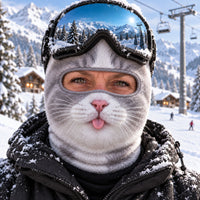 Silver Gray Cat Funny Ski Mask TZL0PT0413