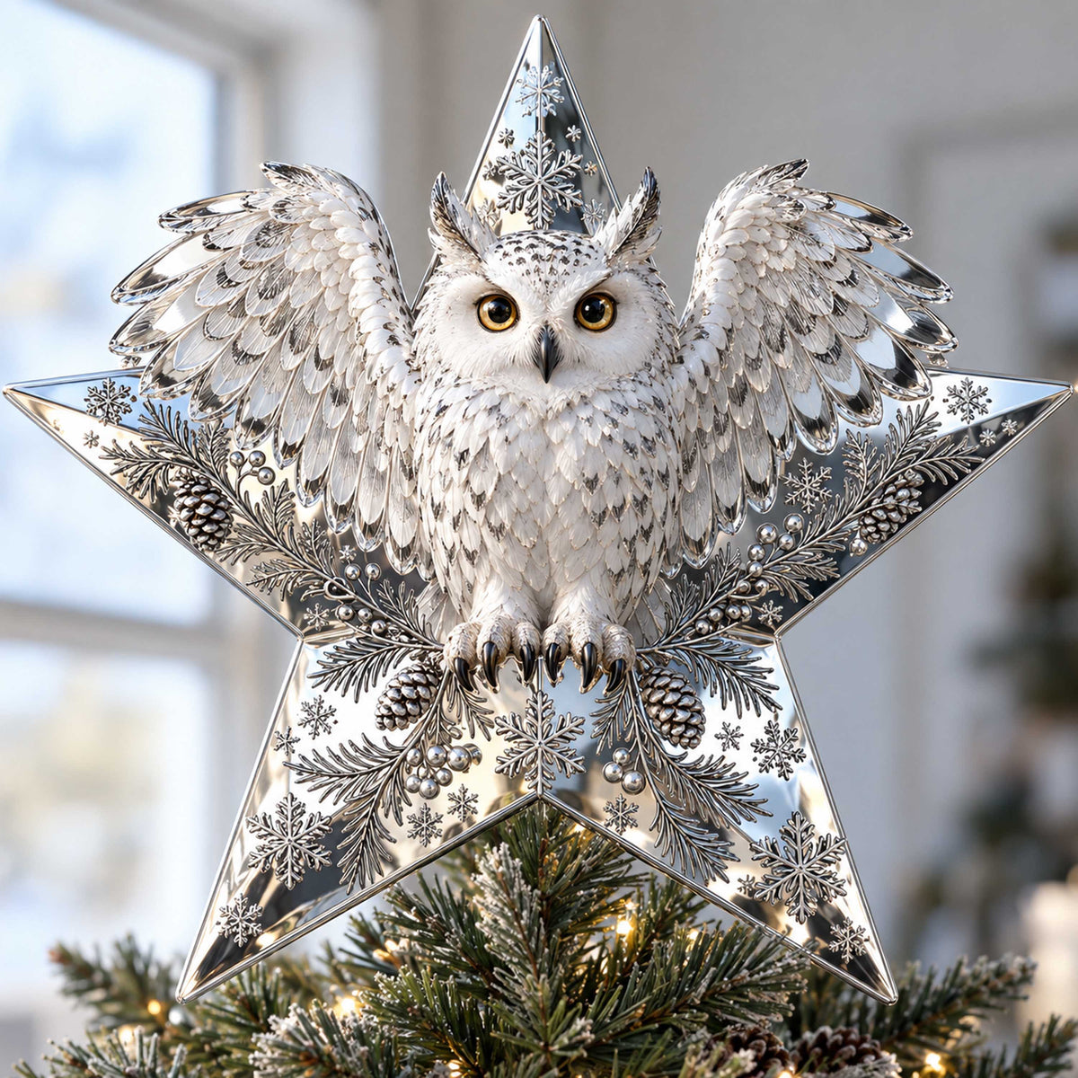 Snow Owl Christmas Tree Topper TZL0TD53