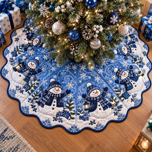 Snowman Blessings Custom Shape Christmas Quilted Tree Skirt TZL0TD35