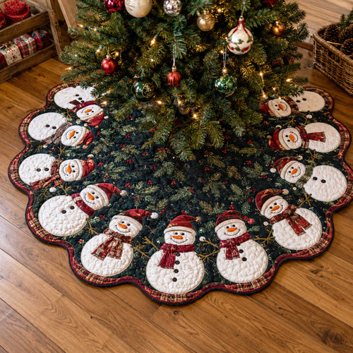 Snowman Cheer Custom Shape Christmas Quilted Tree Skirt TZL0TD25