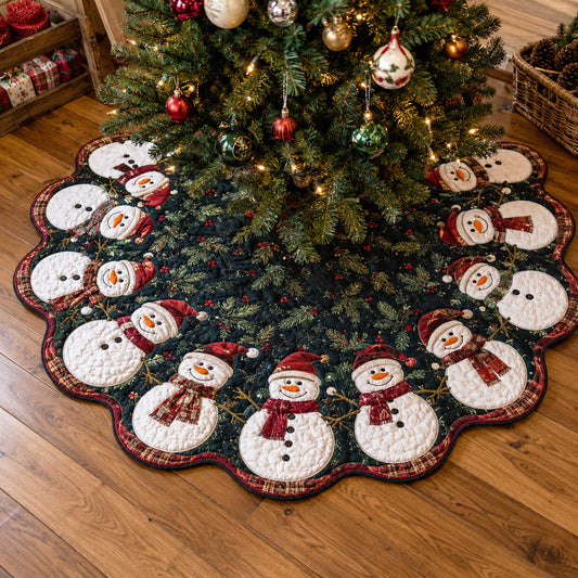 Snowman Cheer Custom Shape Christmas Quilted Tree Skirt TZL0TD25