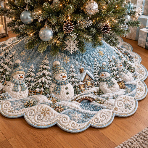 Snowman Christmas Custom Shape Christmas Quilted Tree Skirt TZL0TD112