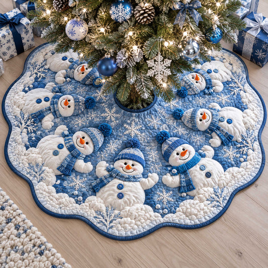 Snowman Frost Custom Shape Christmas Quilted Tree Skirt TZL0TD36