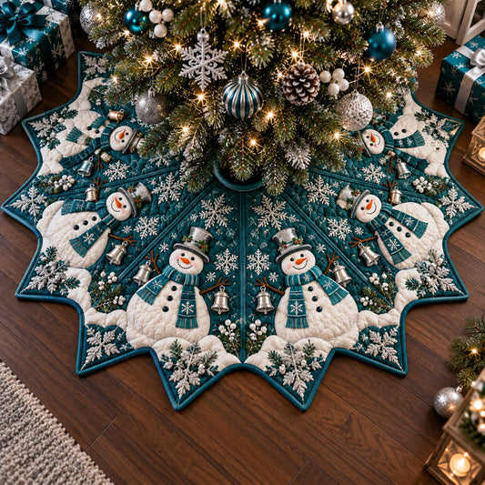 Snowman Holiday Custom Shape Christmas Quilted Tree Skirt TZL0TD34