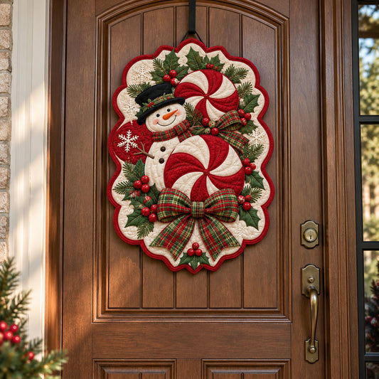 Snowman Holiday Wishes Custom Shape Quilted Door Hanger TZL0PT0205