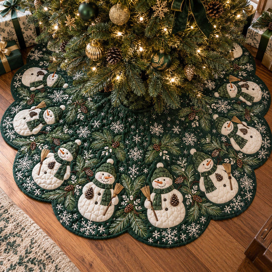 Snowman Joy Custom Shape Christmas Quilted Tree Skirt TZL0TD28