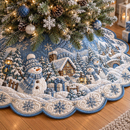 Snowman Magic Custom Shape Christmas Quilted Tree Skirt TZL0TD116