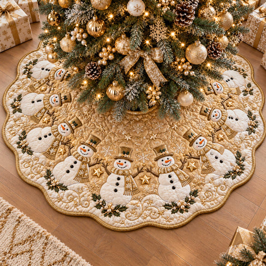Snowman Magic Custom Shape Christmas Quilted Tree Skirt TZL0TD27