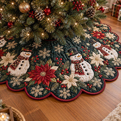 Snowman Wishes Custom Shape Christmas Quilted Tree Skirt TZL0TD117