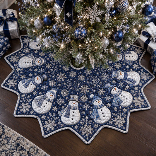 Snowman Wishes Custom Shape Christmas Quilted Tree Skirt TZL0TD26