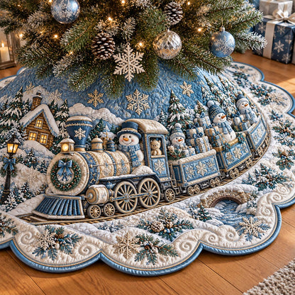 Snowman Wonderland Custom Shape Christmas Quilted Tree Skirt TZL0TD118