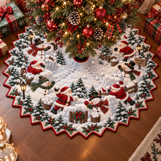 Snowman Wonderland Custom Shape Christmas Quilted Tree Skirt TZL0TD33
