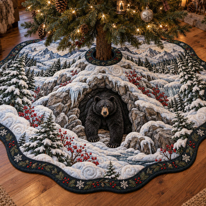 Snowy Bear Haven Custom Shape Christmas Quilted Tree Skirt TZL0TV104
