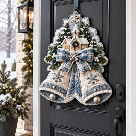 Snowy Bell Cottage Custom Shape Quilted Door Hanger TZL0DV101