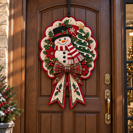 Snowy Christmas Wishes Custom Shape Quilted Door Hanger TZL0PT0206