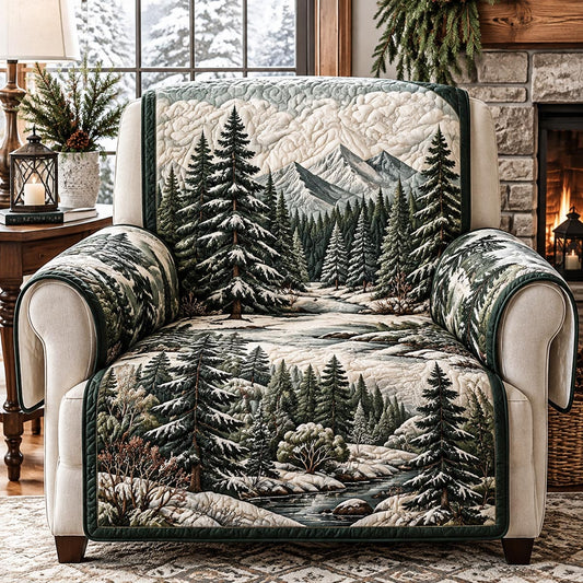 Snowy Mountain Pines Quilted Sofa Cover TZL0DV498