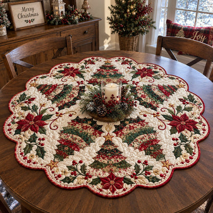 Snowy Pine Christmas Custom Shape Quilted Table Topper TZL0PT0377