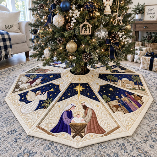 Star of Bethlehem Custom Shape Christmas Quilted Tree Skirt TZL0PT0246