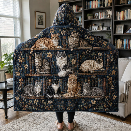 Storytime with Cats Quilted Hooded Blanket TZL0PT0162