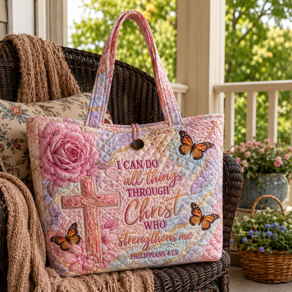 Strength Through Him Quilted Classic Tote Bag TZL0PT0065