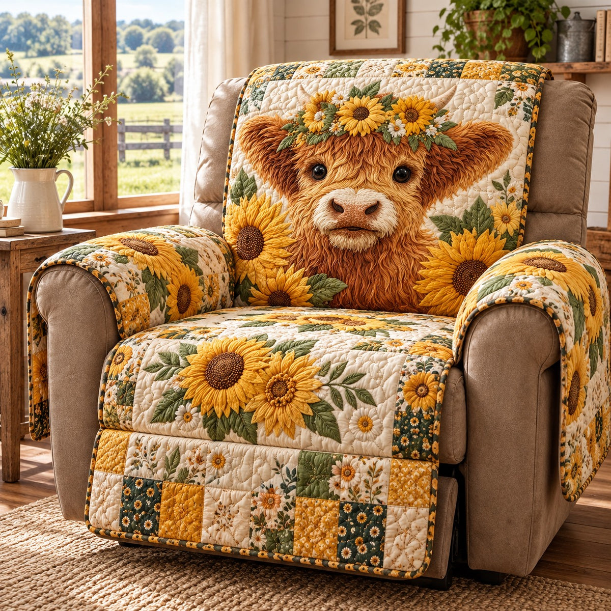 Sunflower Crown Quilted Sofa Cover TZL0PT0771