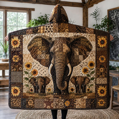 Sunflower Elephant Quilted Hooded Blanket TZL0DV016