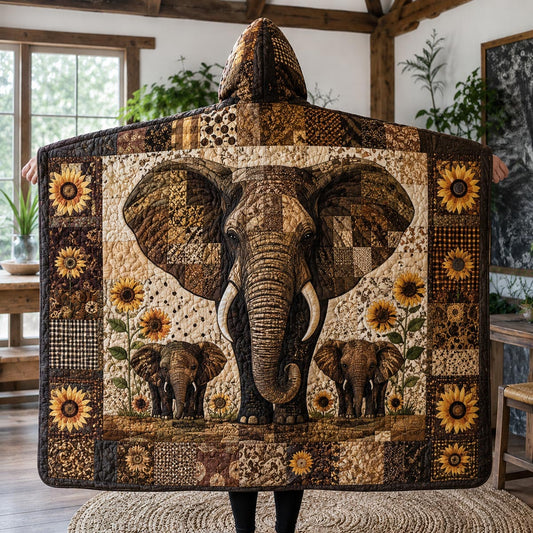 Sunflower Elephant Quilted Hooded Blanket TZL0DV016