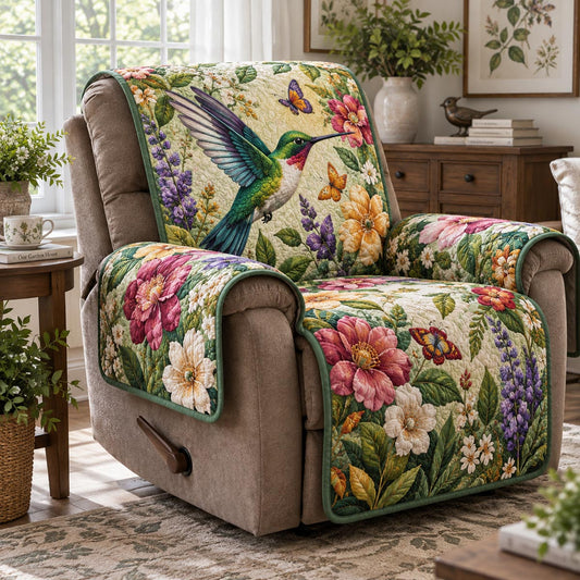 Sunny Hummingbird Meadow Quilted Sofa Cover TZL0DV264