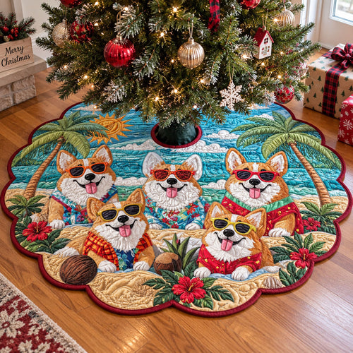 Sweet Dreams Corgi Custom Shape Christmas Quilted Tree Skirt TZL0PT0401