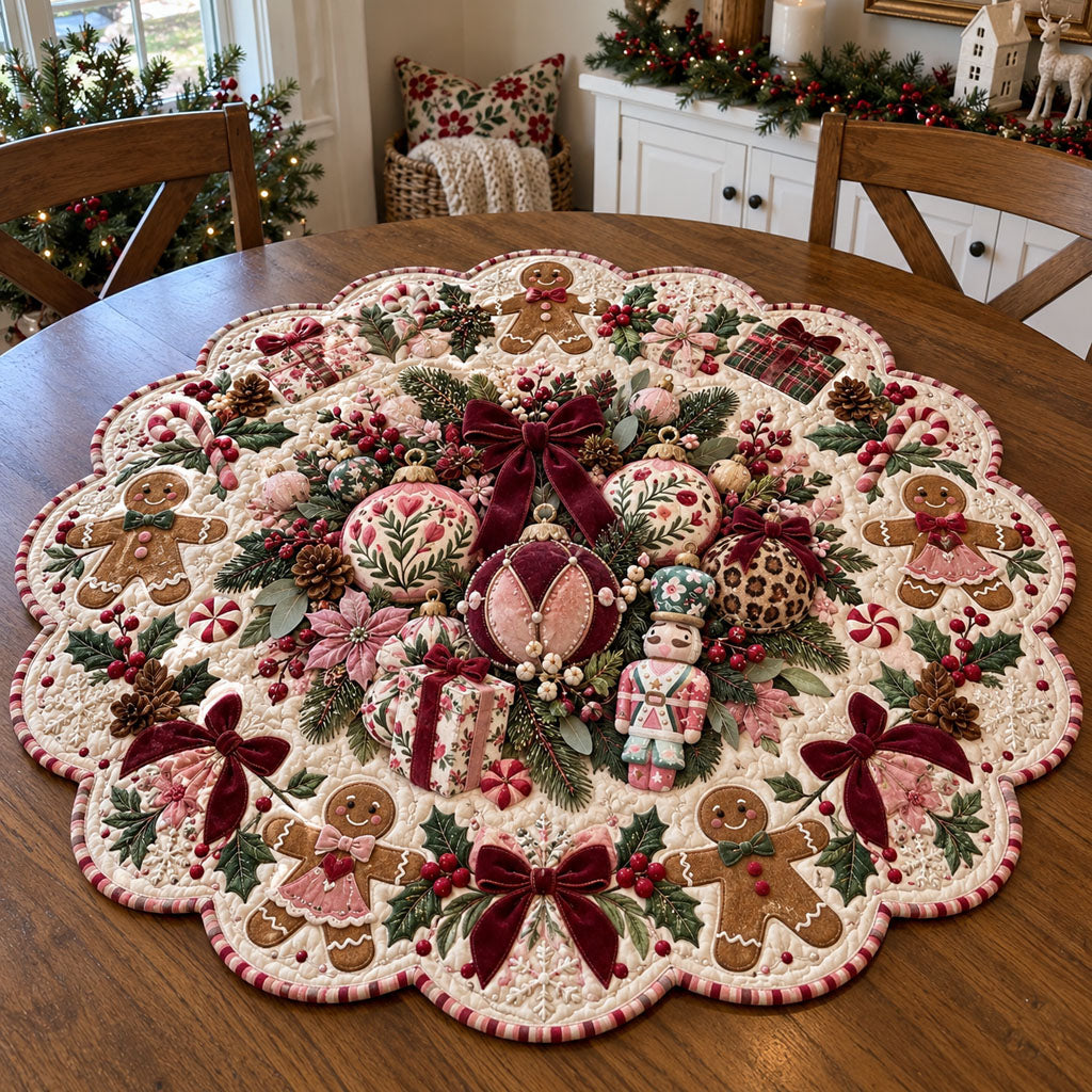 Sweet Tidings Christmas Custom Shape Quilted Table Topper TZL0PT0378