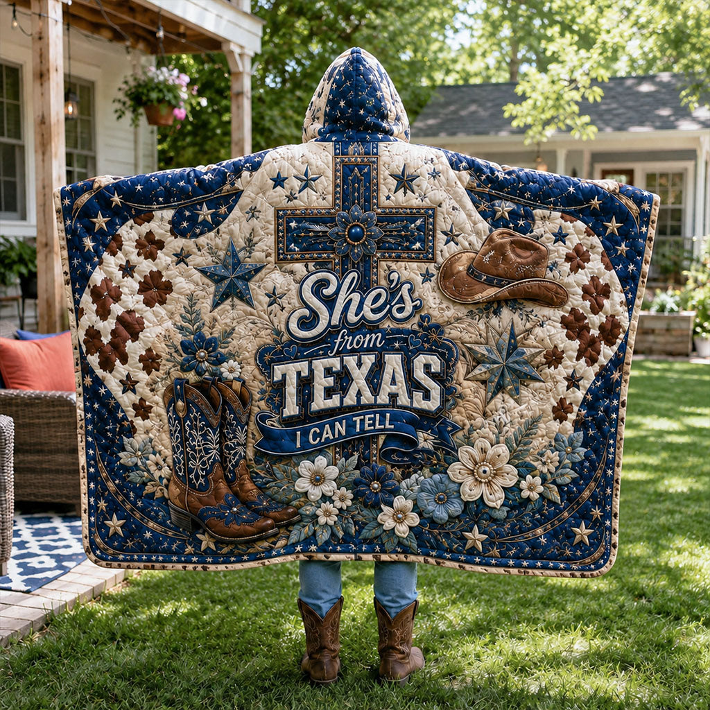 Texas Wildflower Sky Quilted Hooded Blanket TZL0PT0117