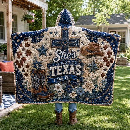 Texas Wildflower Sky Quilted Hooded Blanket TZL0PT0117
