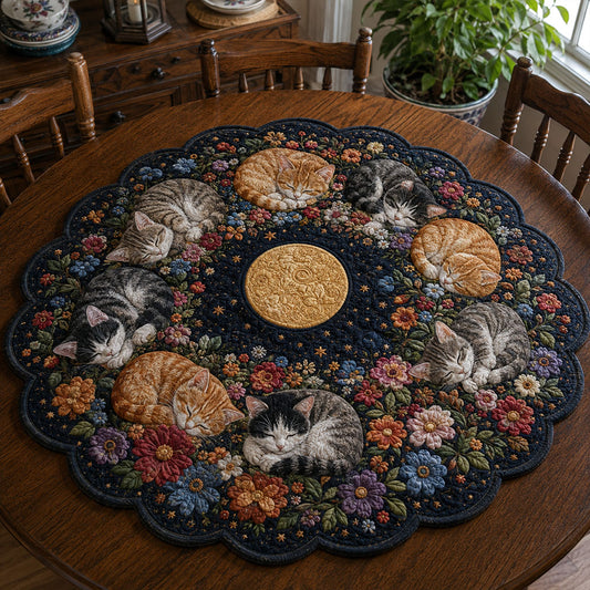 The Cozy Cat Collection Custom Shape Quilted Table Topper TZL0PT0036