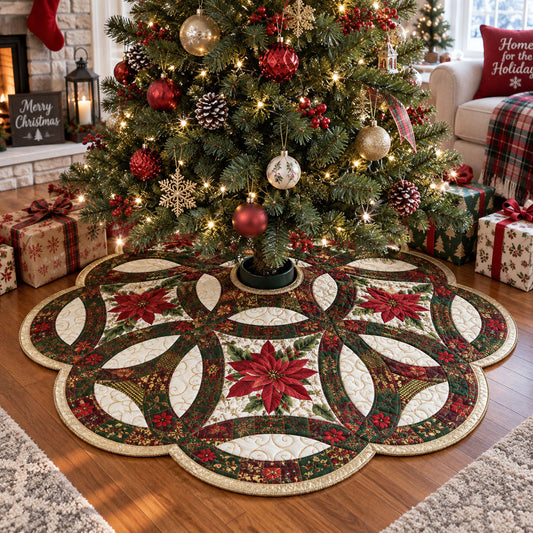 Timeless Holiday Cheer Custom Shape Christmas Quilted Tree Skirt TZL0PT0268
