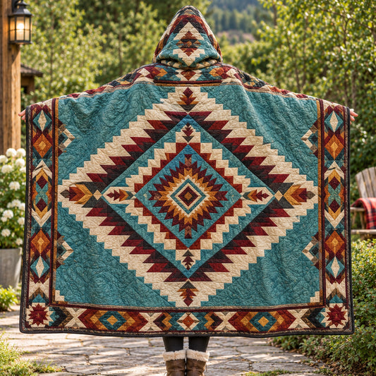 Turquoise Heritage Quilted Hooded Blanket TZL0TV049