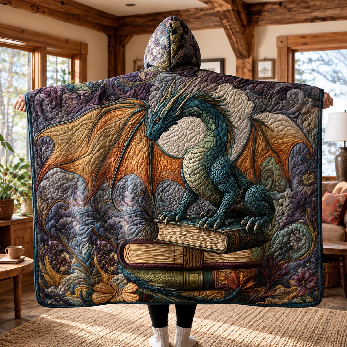 Twilight Book Dragon Quilted Hooded Blanket TZL0DV027