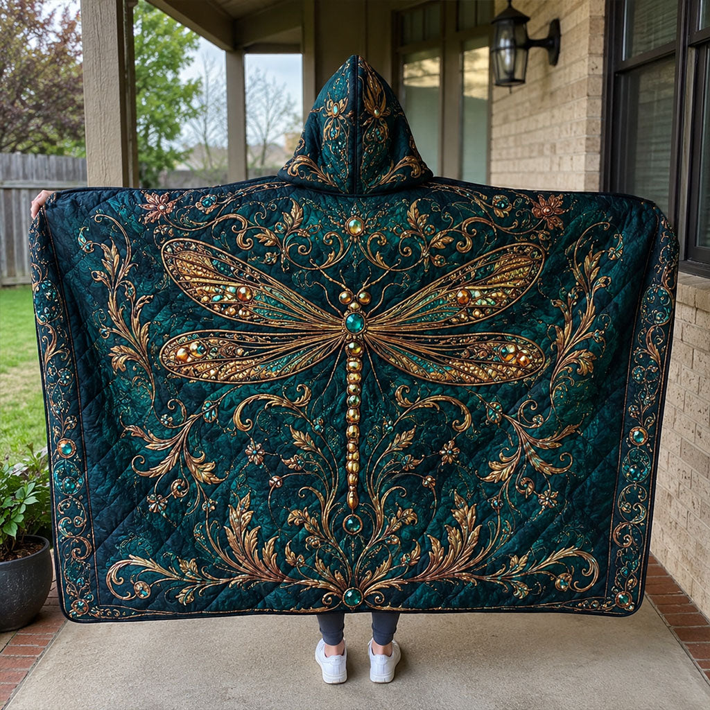 Twilight Dragonfly Bloom Quilted Hooded Blanket TZL0PT0138