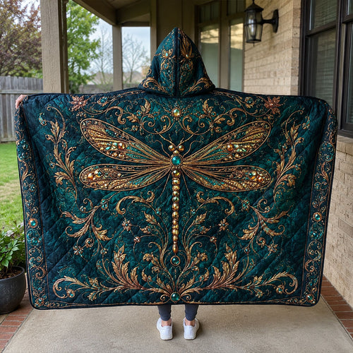 Twilight Dragonfly Bloom Quilted Hooded Blanket TZL0PT0138