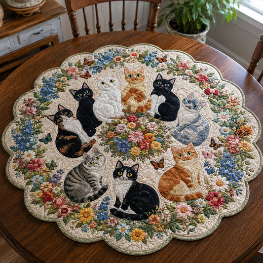 Vintage Whiskers Custom Shape Quilted Table Topper TZL0PT0028