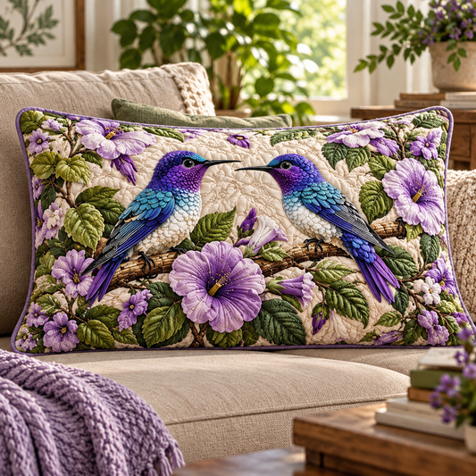 Violet Hummingbird Garden Quilted Bedding Pillow Case TZL0DV272
