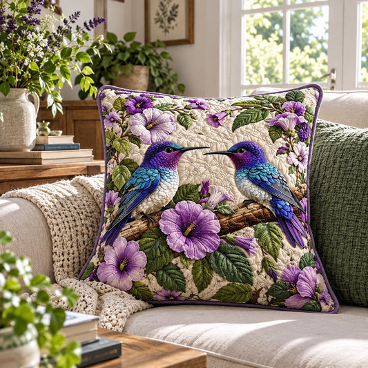 Violet Hummingbird Garden Quilted Pillow Case TZL0DV272